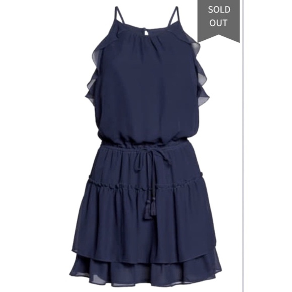 Tami Ruffle Navy Halter Mini Dress